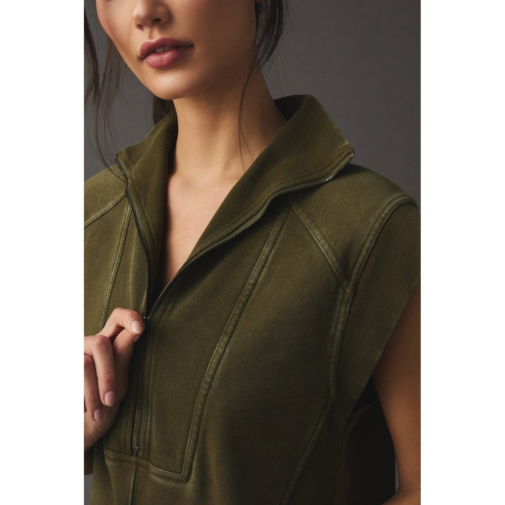 Daily Practice by‎ Anthropologie Meru Zip-Front Mini Dress Green Medium - Picture 4 of 10